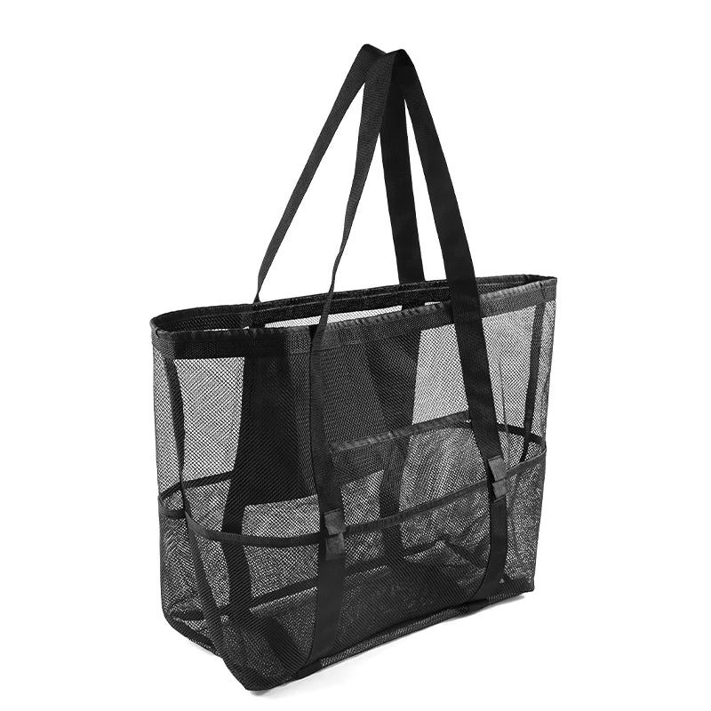 1Pc Extra Large Mesh Beach Bag, Swimming Bag for Children Beach Toy Baskets Portable Travel Storage Wash Bag Quick Dry Tote